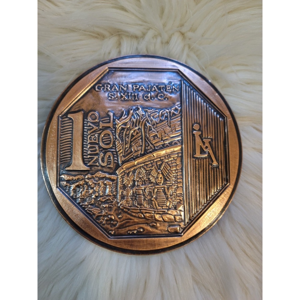 Handcrafted Nuevo Sol From Peru Decorative Plate 6" Display Brown Wood & Plastic